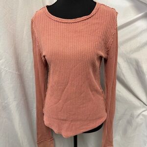 We The Free Dusty Rose Long Sleeve Top 100% Cotton